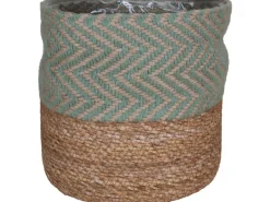 A.H.G. Pflanzkorb aus Seegras und Jutestoff Ø 16 cm x 16 cm Salbei-Natur< Töpfe