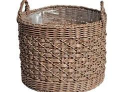 A.H.G. Töpfe<Pflanzkorb Polyrattan Zylindrisch 2 Griffe Ø 40 x 40 cm Natur-Braun