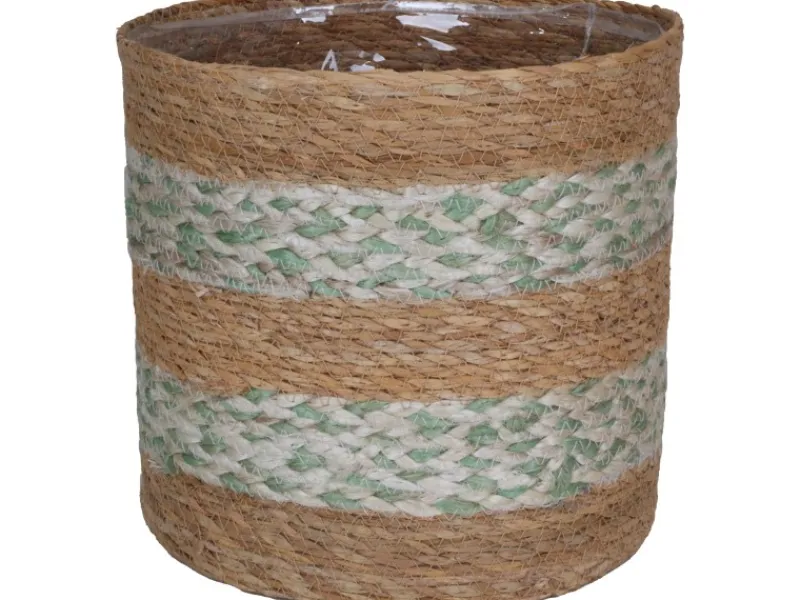 A.H.G. Pflanzkorb Seegras Zick Zack Wasserdicht Ø 14 cm x 14 cm Salbeibeige< Töpfe