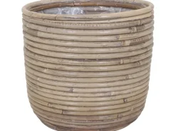 A.H.G. Rattantopf Rund Natur-Grau mit Polybeutel 20 cm x1 8cm< Töpfe