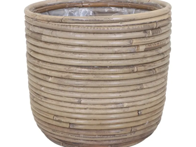A.H.G. Rattantopf Rund Natur-Grau mit Polybeutel 20 cm x1 8cm< Töpfe