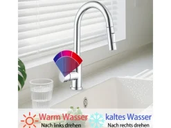 Einhebelmischer<AICA Säulenbrause-Wasserhahn Zwei Wasserauslassmodi Küche Mischbatterie Ausziehbar 360° Drehbar Einhand-Spültischarmatur Bad Küchenarmatur