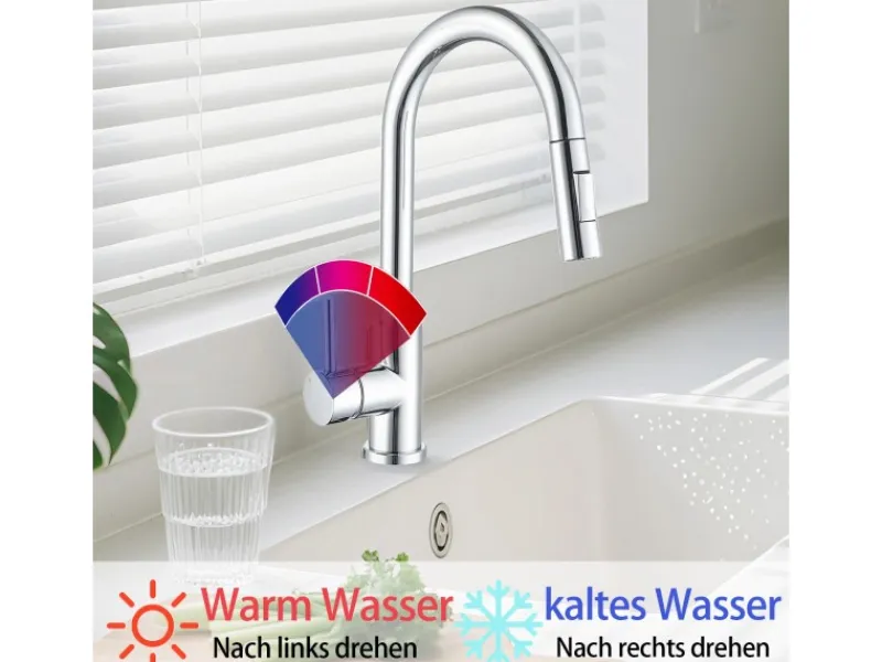 Einhebelmischer<AICA Säulenbrause-Wasserhahn Zwei Wasserauslassmodi Küche Mischbatterie Ausziehbar 360° Drehbar Einhand-Spültischarmatur Bad Küchenarmatur