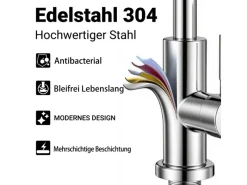 Einhebelmischer<AICA Säulenbrause-Wasserhahn Zwei Wasserauslassmodi Küche Mischbatterie Ausziehbar 360° Drehbar Einhand-Spültischarmatur Bad Küchenarmatur
