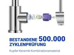 Einhebelmischer<AICA Wasserhahn 360° Drehbare Wassersparende Silber Küchenarmatur Hochdruckfestes Design aus 304 Edelstahl Gefertigt Kaltes/Warmes Wasser