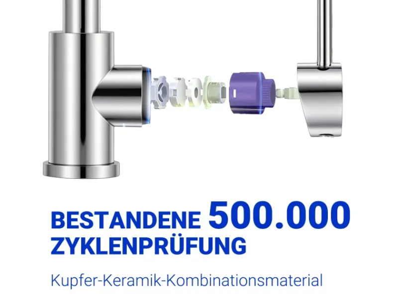AICA Wasserhahn 360° Drehbare Wassersparende Chrom Küchenarmatur Hochdruckfestes Design aus 304 Edelstahl Gefertigt Kaltes/Warmes Wasser< Einhebelmischer