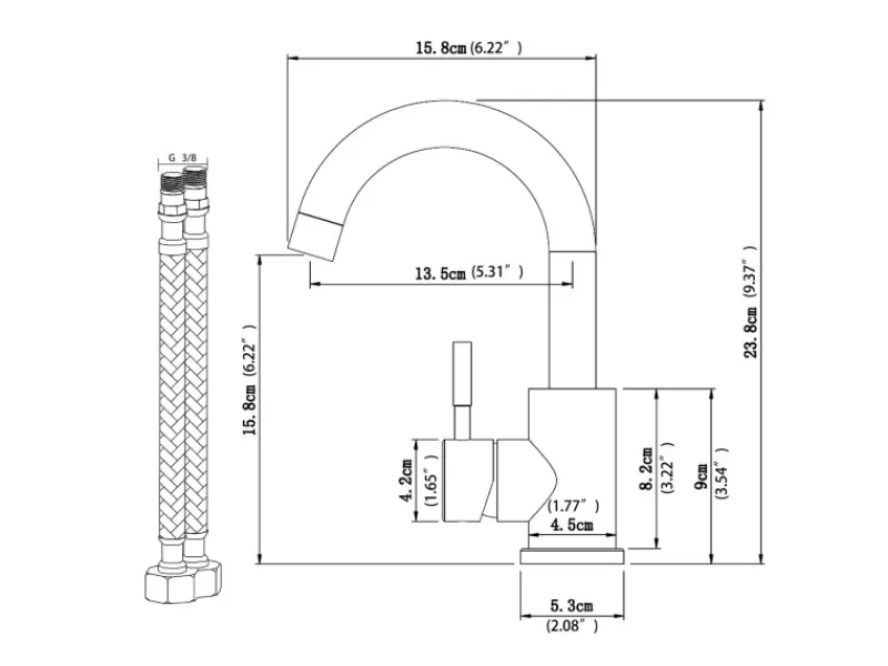 AICA Wasserhahn Bad Hoch Waschtischarmatur Auslauf Höhe 158mm Waschbecken Armaturen 304 Edelstahl Einhebelmischer Mischbatterie< Einhebelmischer