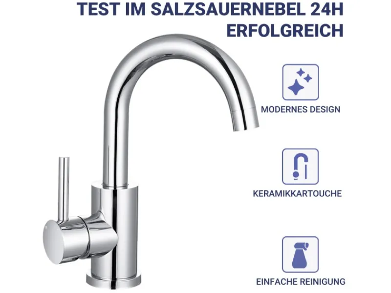 AICA Wasserhahn Bad Hoch Waschtischarmatur Auslauf Höhe 158mm Waschbecken Armaturen 304 Edelstahl Einhebelmischer Mischbatterie< Einhebelmischer