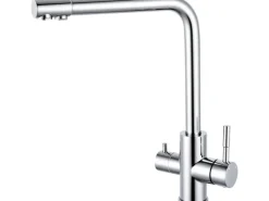 AICA Wasserhahn Küche Spültischarmatur 3-Wege mit Trinkwasserfilter 2-Hebel Design für Doppelspülen 360° Schwenkbar< Zweigriffarmatur|Einhebelmischer
