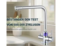 AICA Wasserhahn Küche Spültischarmatur 3-Wege mit Trinkwasserfilter 2-Hebel Design für Doppelspülen 360° Schwenkbar< Zweigriffarmatur|Einhebelmischer