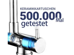 AICA Wasserhahn Doppelfunktion 360° Drehbare Kippbare Küchenarmatur Wasser mit 304 Edelstahl und Keramikventil Mischbatterie< Einhebelmischer