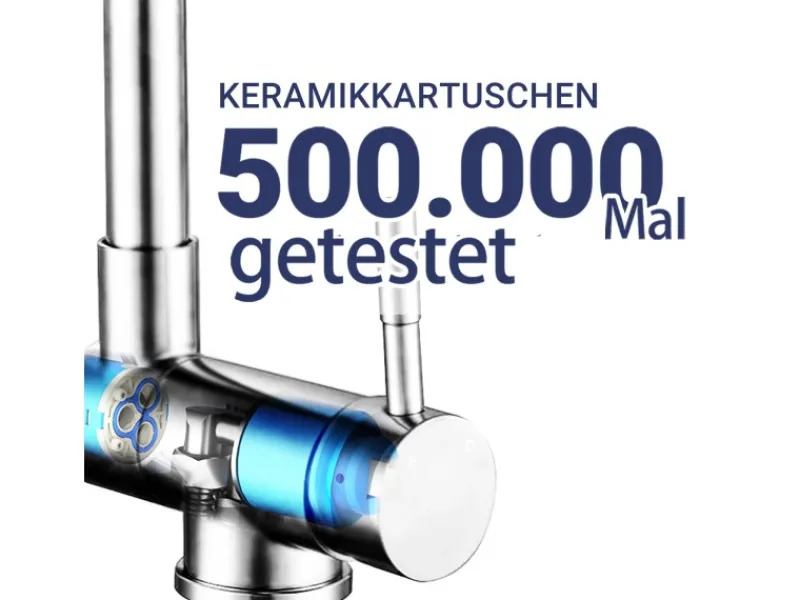 AICA Wasserhahn Doppelfunktion 360° Drehbare Kippbare Küchenarmatur Wasser mit 304 Edelstahl und Keramikventil Mischbatterie< Einhebelmischer