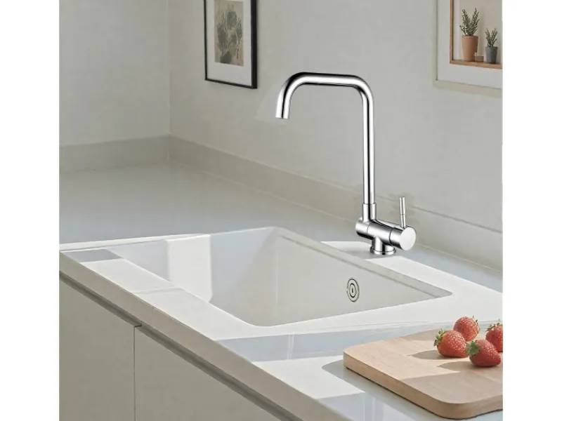 AICA Wasserhahn Doppelfunktion 360° Drehbare Kippbare Küchenarmatur Wasser mit 304 Edelstahl und Keramikventil Mischbatterie< Einhebelmischer