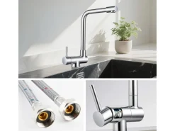 AICA Wasserhahn Faltbare 360° Drehbare Küchenarmatur 304 Edelstahl Hochdruckfest Mischbatterie Spültischarmatur Chrom