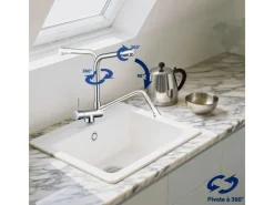 AICA Wasserhahn Faltbare 360° Drehbare Küchenarmatur 304 Edelstahl Hochdruckfest Mischbatterie Spültischarmatur Chrom