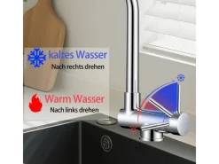 AICA Wasserhahn Faltbare 360° Drehbare Küchenarmatur 304 Edelstahl Hochdruckfest Mischbatterie Spültischarmatur Chrom