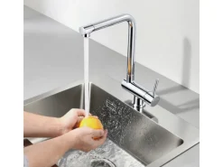 AICA Wasserhahn Faltbare 360° Drehbare Küchenarmatur 304 Edelstahl Hochdruckfest Mischbatterie Spültischarmatur Chrom