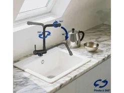 Discount AICA Wasserhahn Faltbare 360° Drehbare Küchenarmatur 304 Edelstahl Hochdruckfest Mischbatterie Spültischarmatur Schwarz