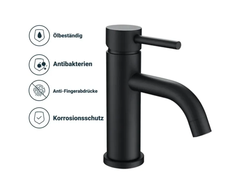 AICA Wasserhahn Bad Niedriger Waschtischarmatur Waschbecken Armaturen 304 Edelstahl Einhebelmischer Mischbatterie< Einhebelmischer