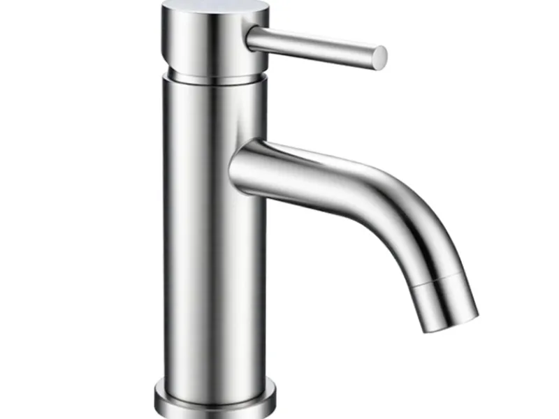 Einhebelmischer<AICA Wasserhahn Silber Bad Niedriger Waschtischarmatur Waschbecken Armaturen 304 Edelstahl Einhebelmischer Mischbatterie