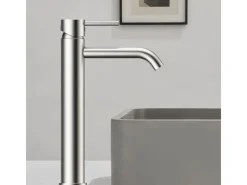 Einhebelmischer<AICA Wasserhahn Silber Bad Hoch Waschtischarmatur Auslauf Höhe 195mm Waschbecken Armaturen 304 Edelstahl Einhebelmischer Mischbatterie