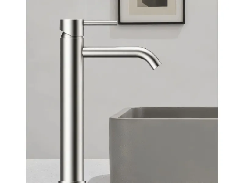 Einhebelmischer<AICA Wasserhahn Silber Bad Hoch Waschtischarmatur Auslauf Höhe 195mm Waschbecken Armaturen 304 Edelstahl Einhebelmischer Mischbatterie
