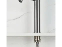 Einhebelmischer<AICA Wasserhahn Silber Bad Hoch Waschtischarmatur Auslauf Höhe 195mm Waschbecken Armaturen 304 Edelstahl Einhebelmischer Mischbatterie