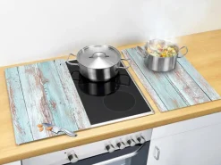 Online Allstar Glasabdeckplatten Blue Wood für Glaskeramik-Kochfelder 2er-Set