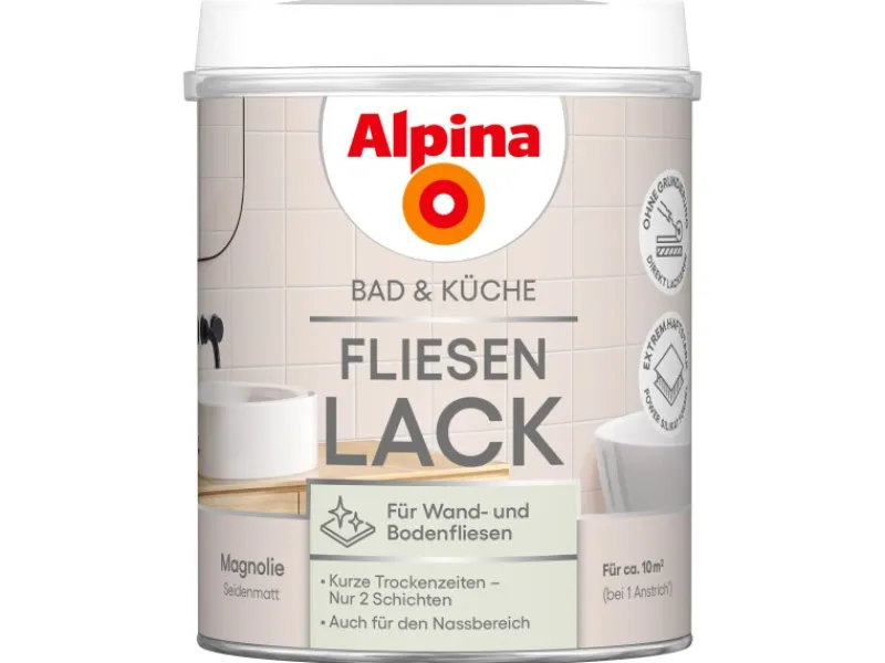 Clearance Alpina Fliesen-Lack Bad & Küche 2 Komponenten Seidenmatt 750 ml Magnolie