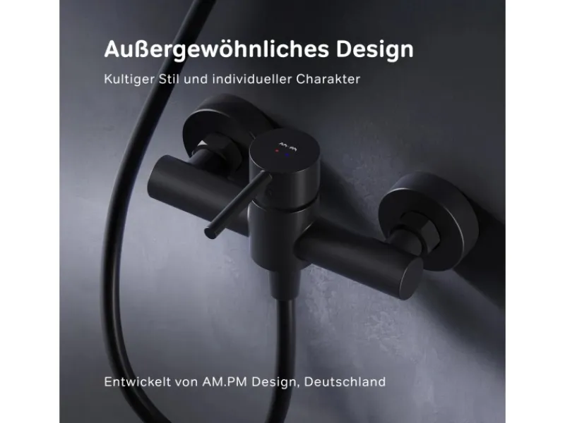 Einhebelmischer<AM.PM Einhebel Duscharmatur X-Joy S Brausearmatur aus Messing Brausebatterie Spike FPA20022 Schwarz