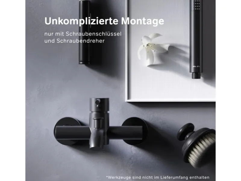 Einhebelmischer<AM.PM Einhebel Wannenarmatur Brausearmatur Spike Aufputz FPA10022 Schwarz