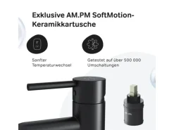 Einhebelmischer<AM.PM Einhebel Waschtischarmatur Spike Wasserhahn Bad mit Klick Ablaufgarnitur FPA82122 Schwarz