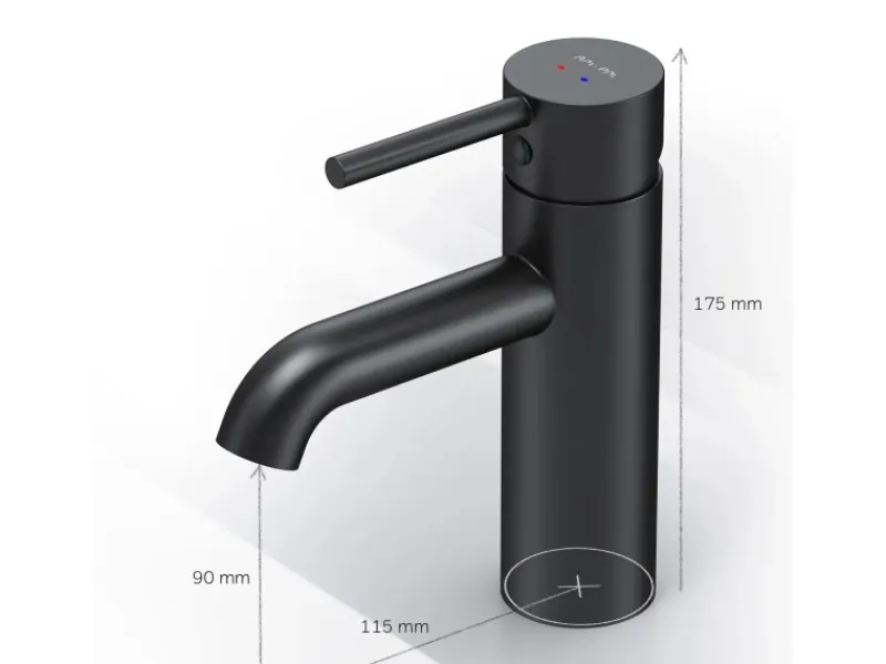 Einhebelmischer<AM.PM Einhebel Waschtischarmatur Spike Wasserhahn Bad mit Klick Ablaufgarnitur FPA82122 Schwarz