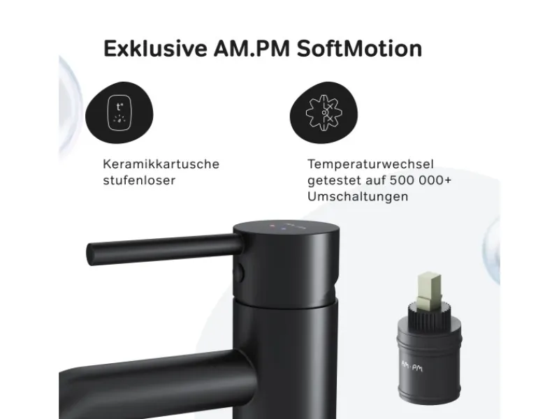Einhebelmischer<AM.PM Einhebel Waschtischarmatur Spike Wasserhahn Bad aus Messing FPA02122 Schwarz