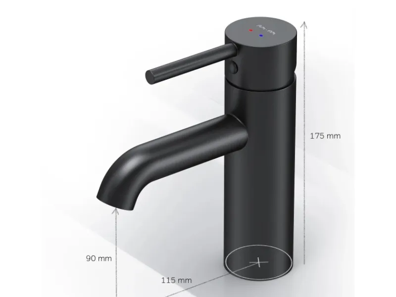 Einhebelmischer<AM.PM Einhebel Waschtischarmatur Spike Wasserhahn Bad aus Messing FPA02122 Schwarz