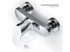 AM.PM Einhebel-Duscharmatur Like Brausearmatur aus Messing, Brausebatterie, Wasserhahn Bad FLA20000 Chrom< Einhebelmischer