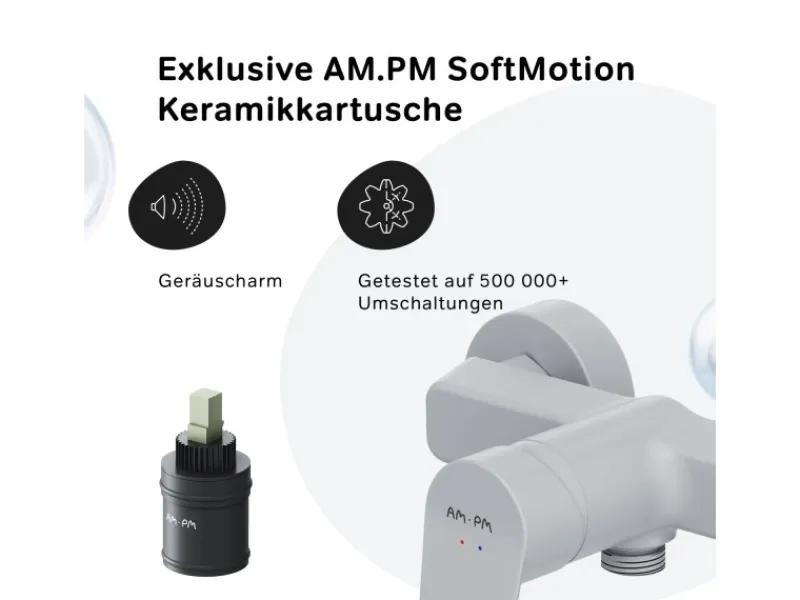 Hot AM.PM Einhebel-Duscharmatur Gem Brausearmatur aus Messing, Brausebatterie Wasserhahn Bad FTA20033 Weiß