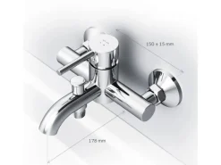 New AM.PM Einhebel-Wannenarmatur / Brausearmatur,  Wasserhahn Bad, Wannenbatterie FPA10000 Spike Aufputz Chrom