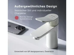 Online AM.PM Einhebel-Waschtischarmatur X-Joy Wasserhahn Bad aus Messing, Waschbecken Armatur, Mischbatterie FXA02133 Weiß
