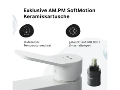 Online AM.PM Einhebel-Waschtischarmatur X-Joy Wasserhahn Bad aus Messing, Waschbecken Armatur, Mischbatterie FXA02133 Weiß