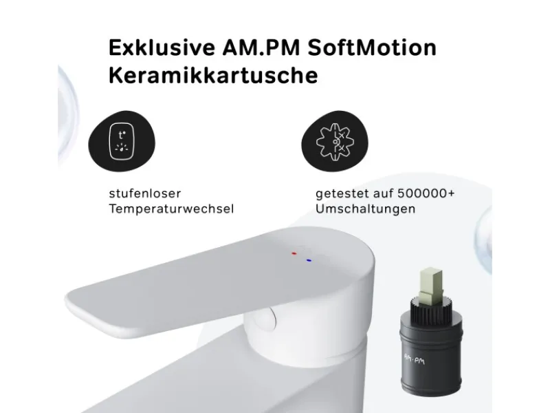 AM.PM Einhebel-Waschtischarmatur Hit Wasserhahn Bad FTA02133 Weiß< Einhebelmischer
