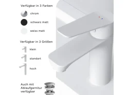 AM.PM Einhebel-Waschtischarmatur Hit Wasserhahn Bad FTA02133 Weiß< Einhebelmischer