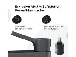 AM.PM Einhebel-Waschtischarmatur X-Joy S Wasserhahn Bad aus Messing, Waschbecken Armatur, Mischbatterie FXB02122< Einhebelmischer