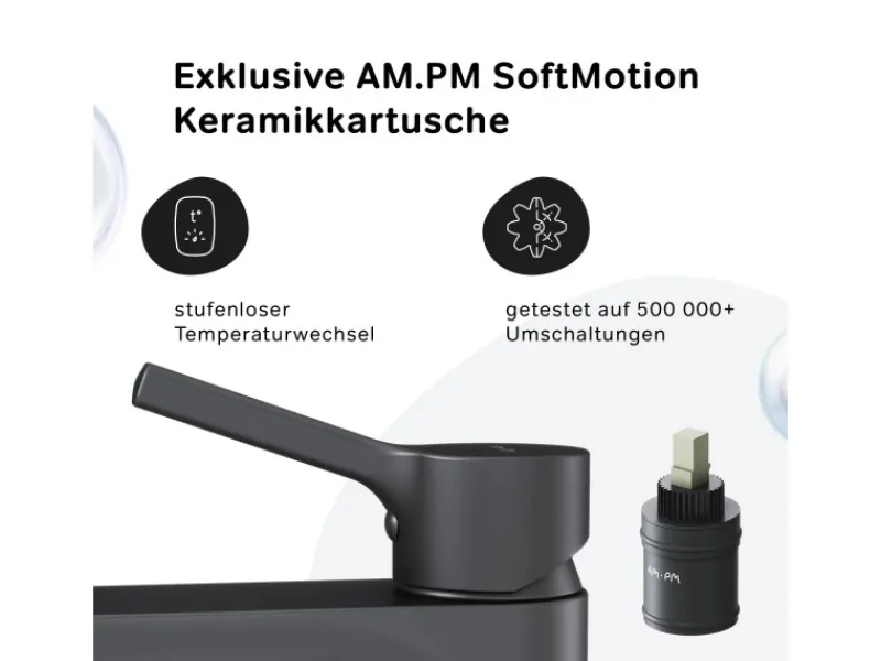 AM.PM Einhebel-Waschtischarmatur X-Joy S Wasserhahn Bad aus Messing, Waschbecken Armatur, Mischbatterie FXB02122< Einhebelmischer