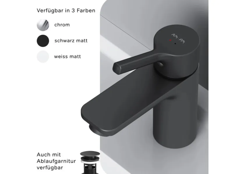 AM.PM Einhebel-Waschtischarmatur X-Joy S Wasserhahn Bad aus Messing, Waschbecken Armatur, Mischbatterie FXB02122< Einhebelmischer