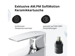 AM.PM Einhebel-Waschtischarmatur Gem Wasserhahn Bad aus Messing, Mischbatterie FGA02100< Einhebelmischer