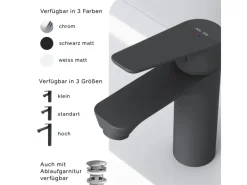 Einhebelmischer<AM.PM Einhebel-Waschtischarmatur Hit Wasserhahn Bad FTA02122 Schwarz