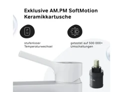 Einhebelmischer<AM.PM Einhebel-Waschtischarmatur X-Joy S Wasserhahn Bad aus Messing, Waschbecken Armatur, Mischbatterie FXB02133