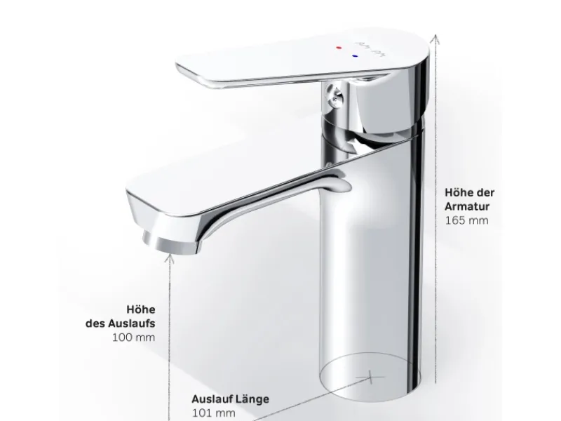 AM.PM Einhebel-Waschtischarmatur Hit Wasserhahn Bad FTA02100 Chrom< Einhebelmischer