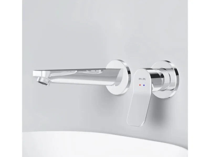 Einhebelmischer<AM.PM Einhebel-Waschtischarmatur Wandmontage X-Joy Wasserhahn Bad, Mischbatterie FXA72600 Chrom